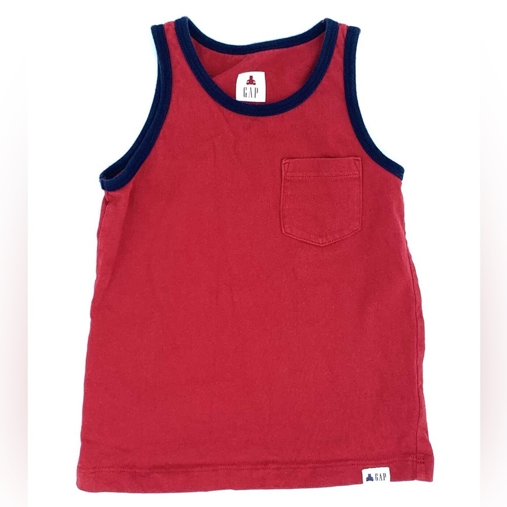Gap Toddler Organic Cotton Red Navy Blue Tank Top Size 4T